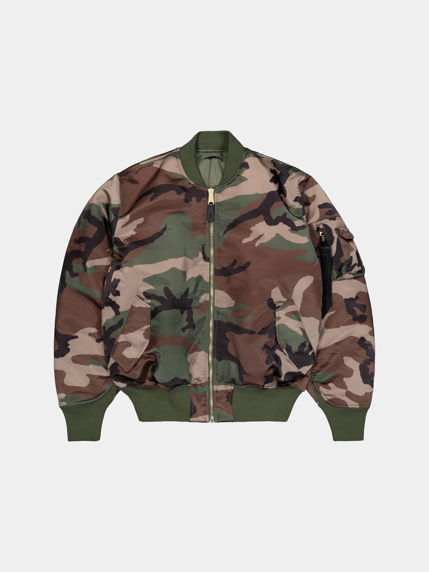 MA-1 BASE FLIGHT JACKET CAMO OUTERWEAR Alpha Industries WOODLAND CAMO XS 