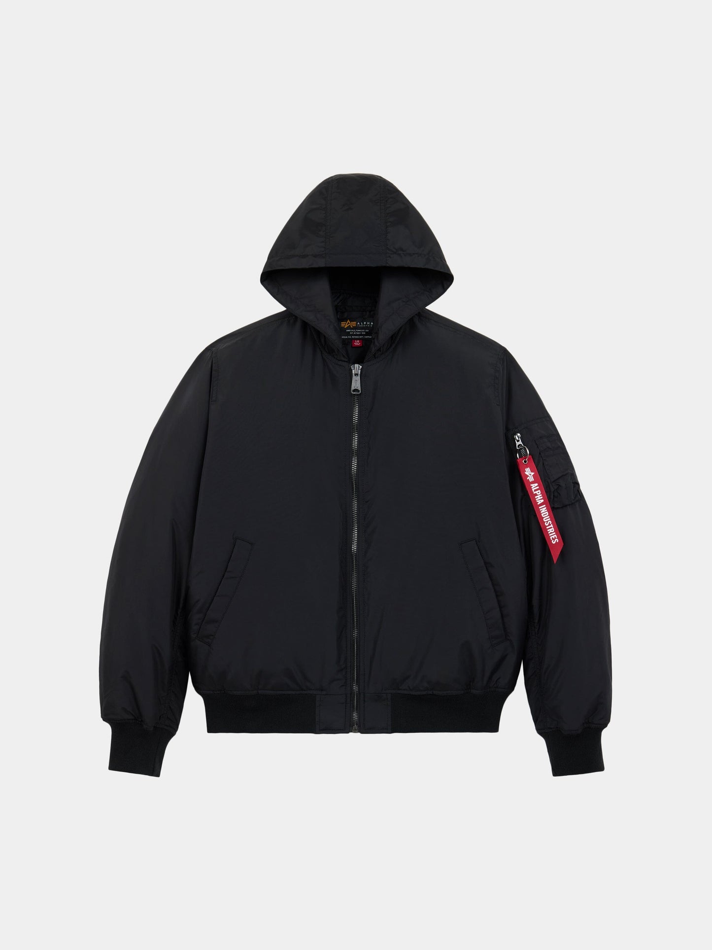 MA-1 HOODED OXFORD FLIGHT JACKET OUTERWEAR Alpha Industries BLACK XS 