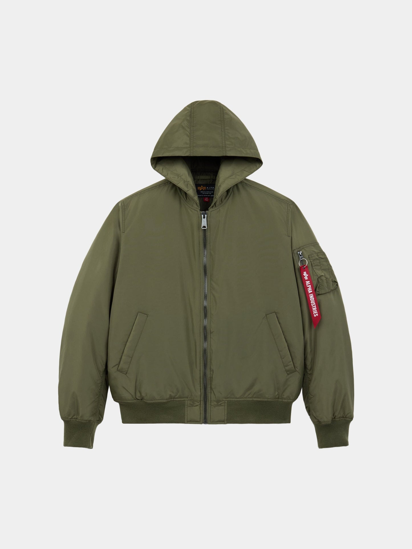 MA-1 HOODED OXFORD FLIGHT JACKET OUTERWEAR Alpha Industries OG-107 GREEN XS 