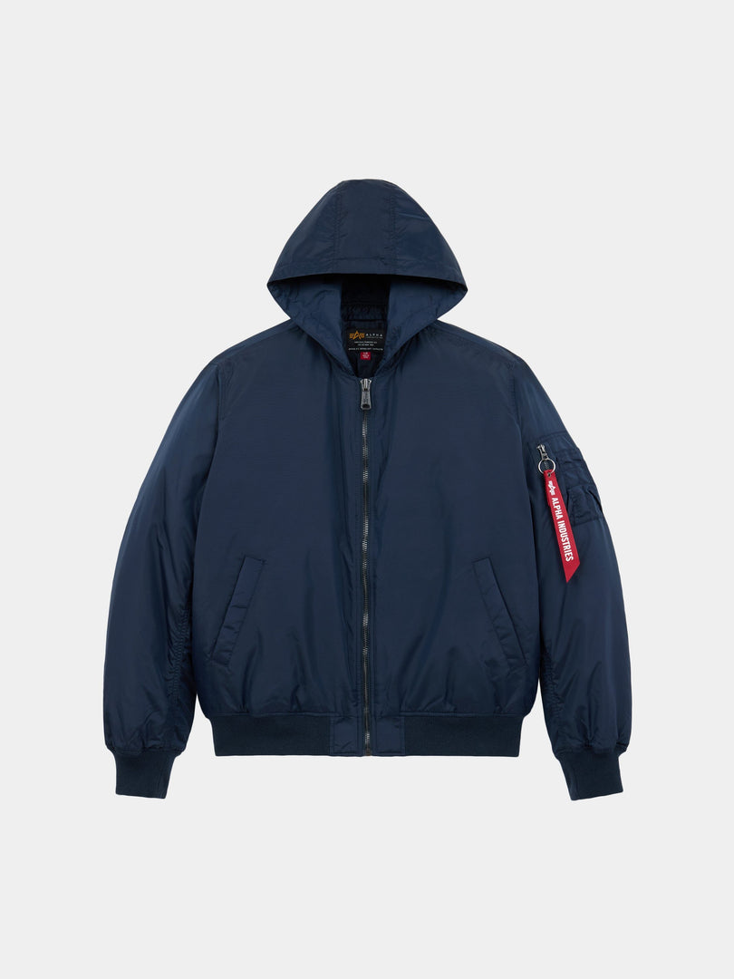 MA-1 HOODED OXFORD FLIGHT JACKET OUTERWEAR Alpha Industries REPLICA BLUE XS 
