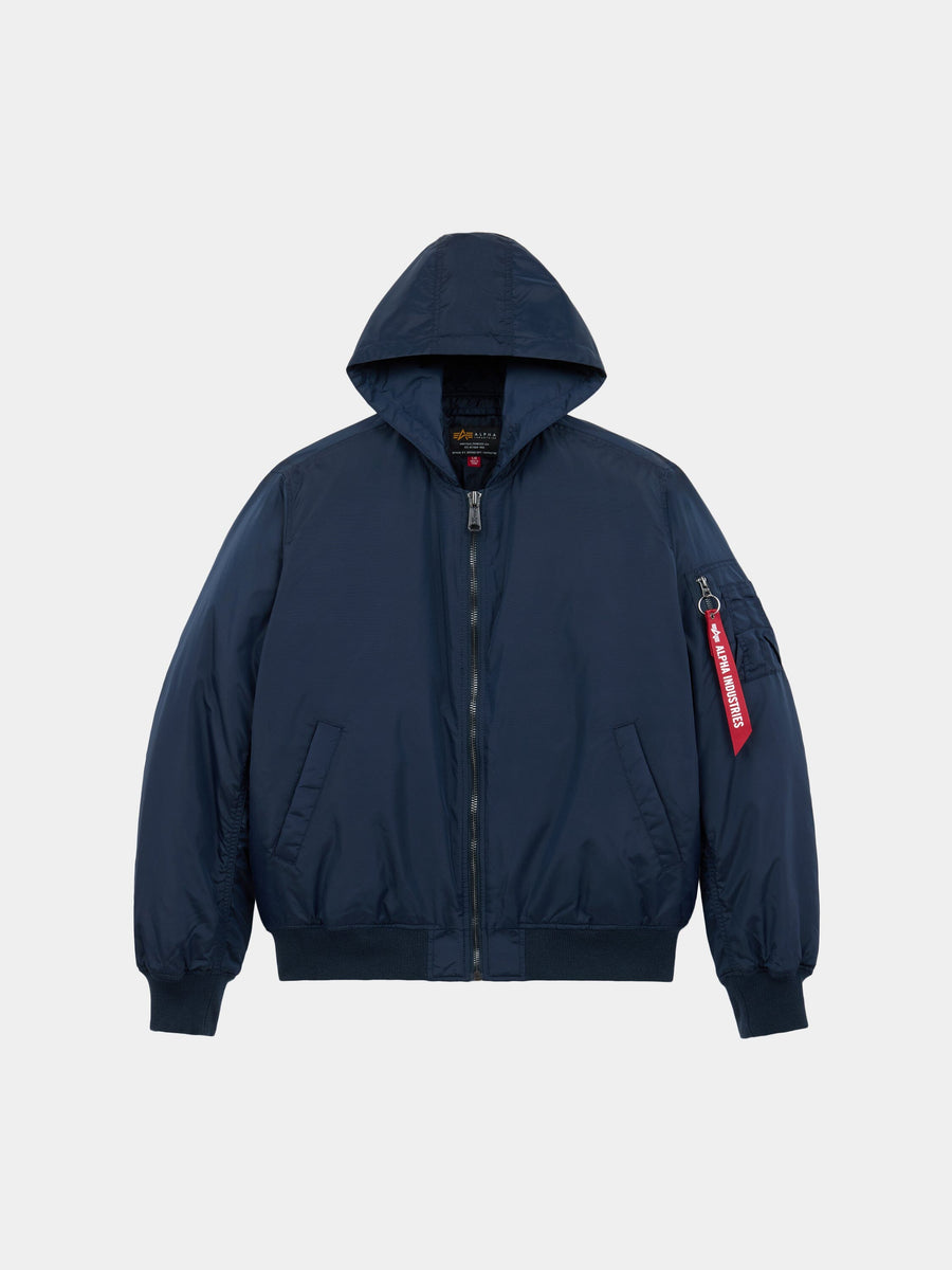 MA-1 HOODED OXFORD FLIGHT JACKET OUTERWEAR Alpha Industries REPLICA BLUE XS 