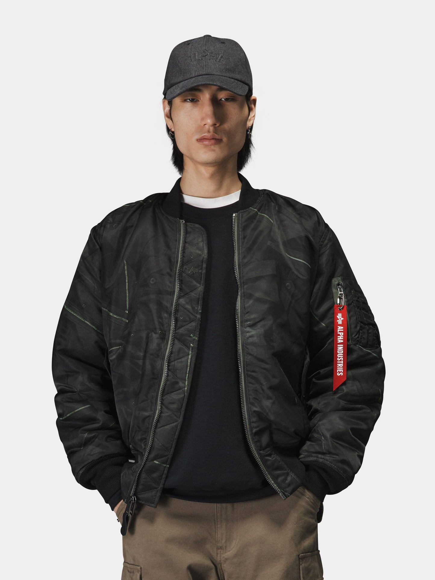 MA-1 ZIPPERED PRINT FLIGHT JACKET OUTERWEAR Alpha Industries 
