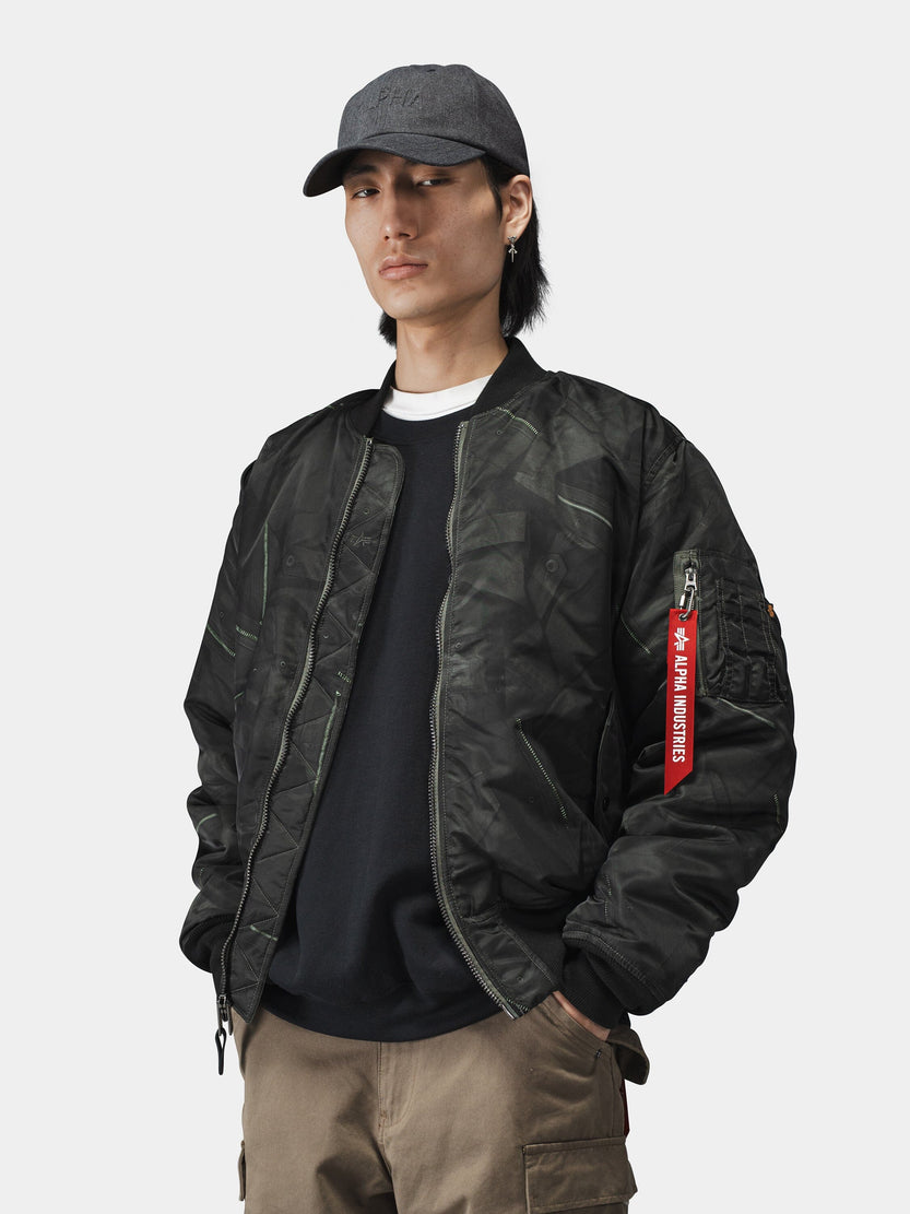 MA-1 ZIPPERED PRINT FLIGHT JACKET OUTERWEAR Alpha Industries 