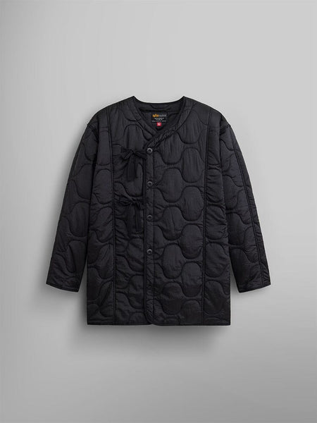 Women's Mixed Media Quilted Long Liner (Black) | Alpha Industries