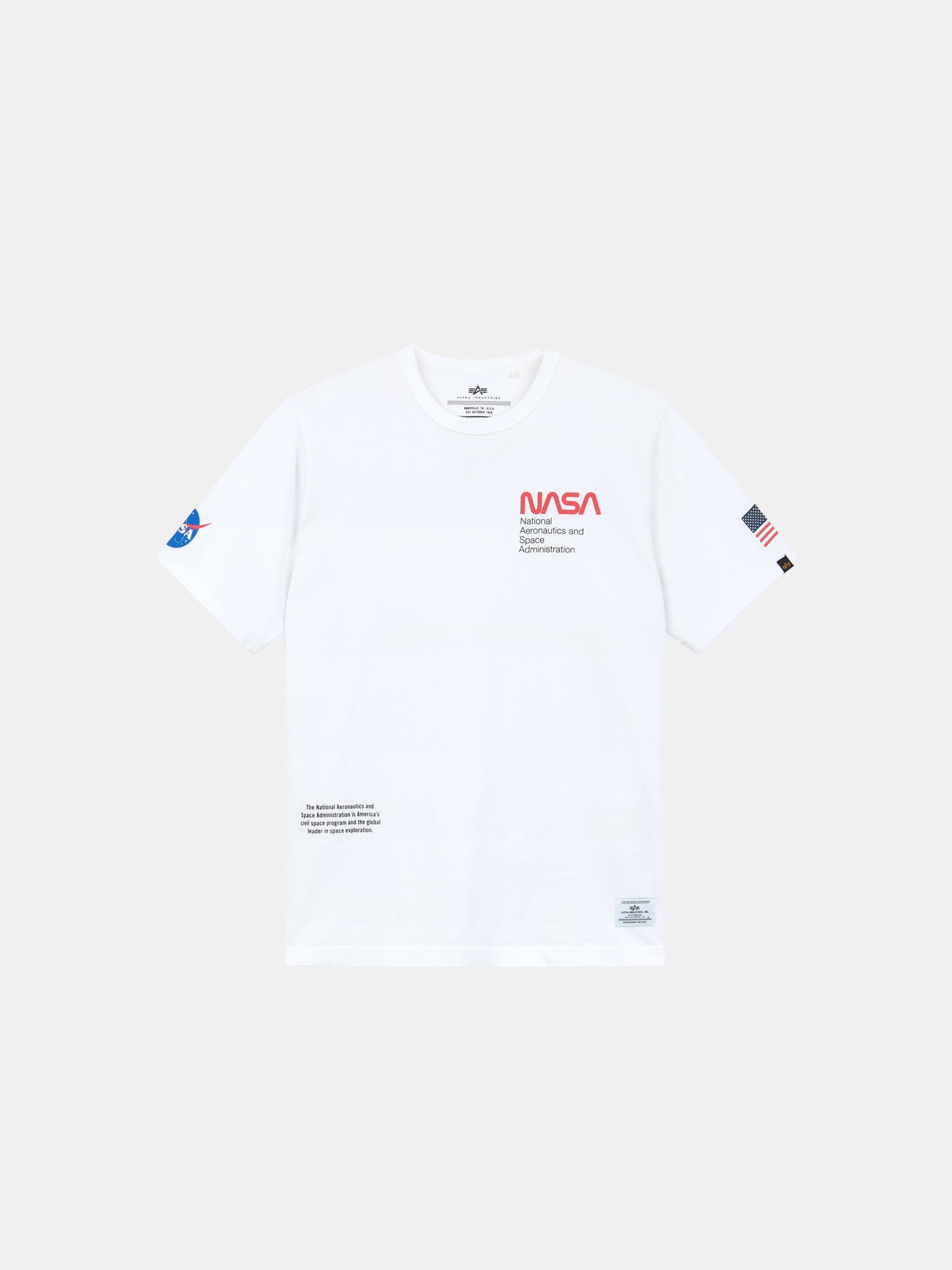 NASA WORM LOGO GEN II TEE - COMBINED TOP Alpha Industries WHITE XS 