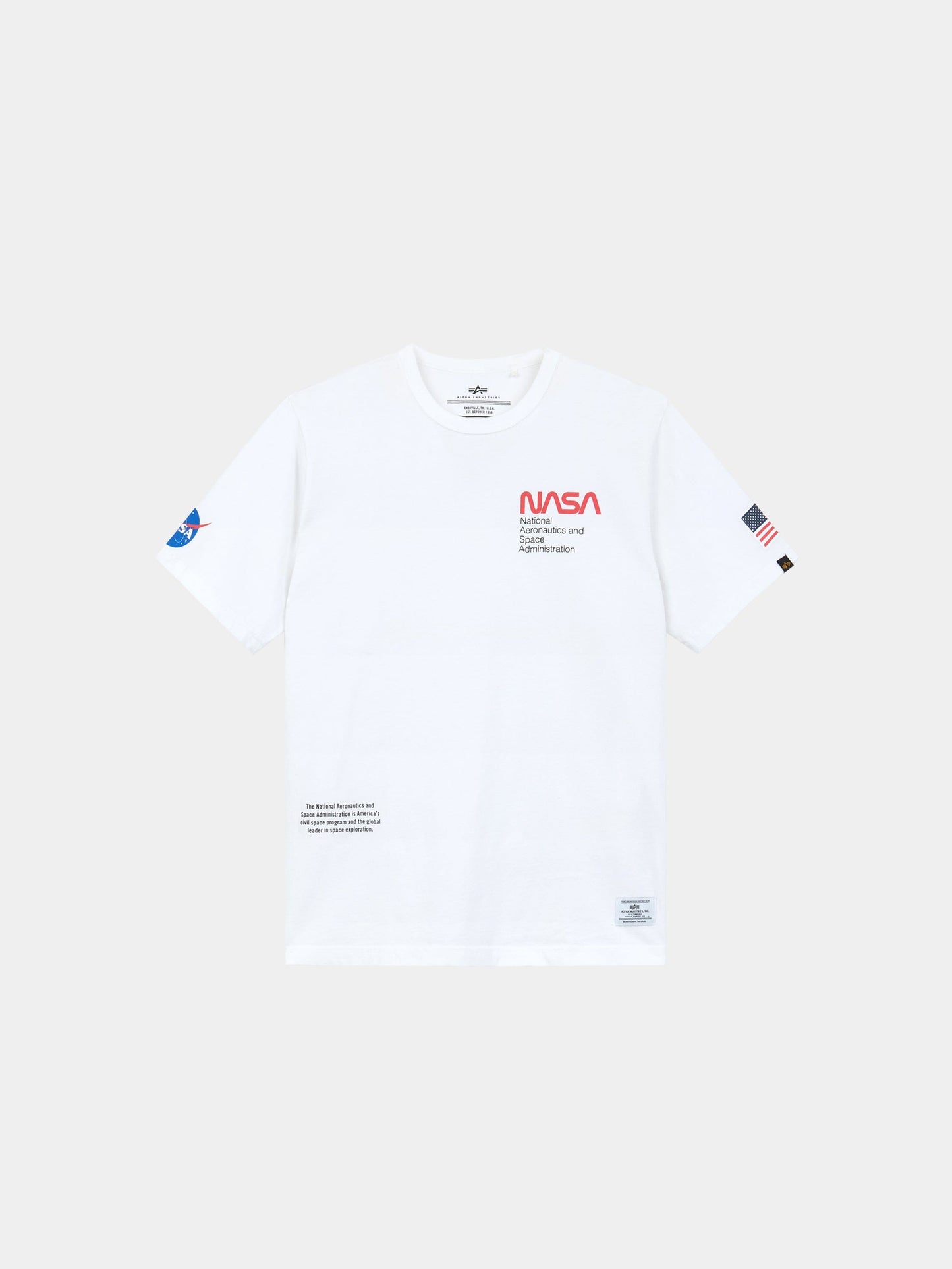NASA WORM LOGO GEN II TEE TOP Alpha Industries WHITE XS 