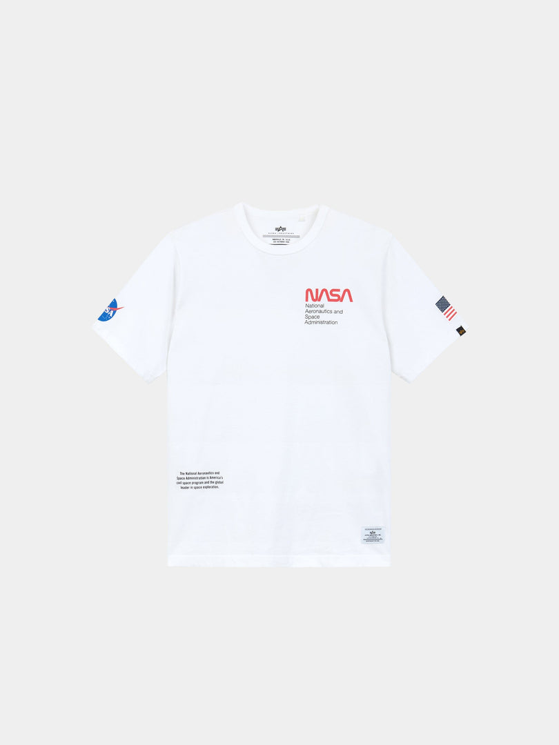NASA WORM LOGO GEN II TEE TOP Alpha Industries WHITE XS 