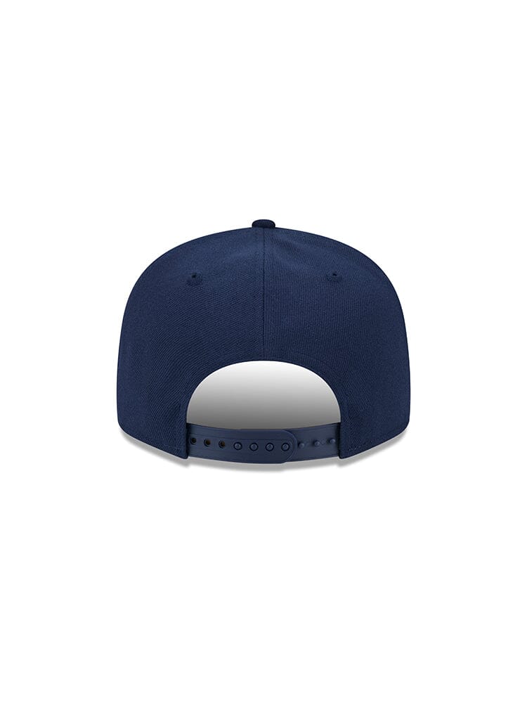 Back view of the New England Patriots x Alpha x New Era 950 Cap in navy blue, featuring an adjustable strap and highlighting Alpha Industries' renowned craftsmanship.