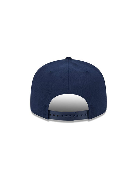 Back view of the New England Patriots x Alpha x New Era 950 Cap in navy blue, featuring an adjustable strap and highlighting Alpha Industries' renowned craftsmanship.