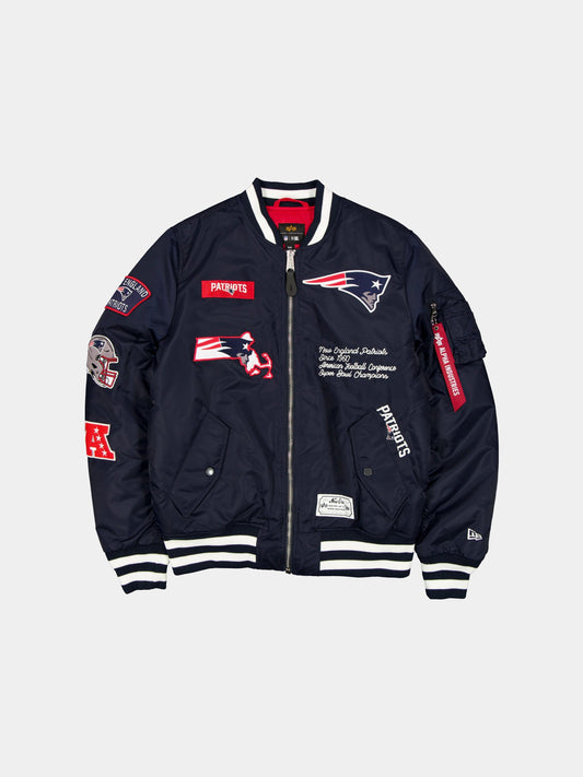 NEW ENGLAND PATRIOTS X ALPHA X NEW ERA MA-1 BOMBER JACKET OUTERWEAR Alpha Industries NAVY S 