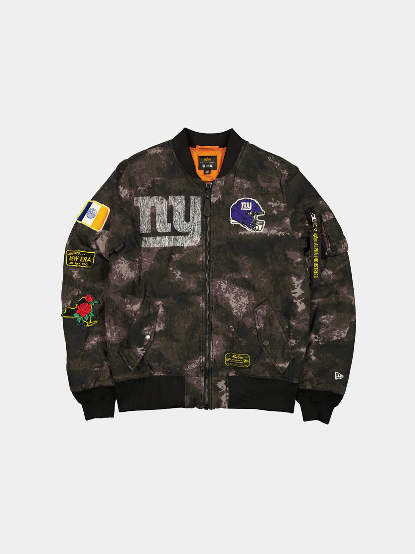 NEW YORK GIANTS X ALPHA X NEW ERA MA-1 BOMBER JACKET (BLACK CAMO) OUTERWEAR Alpha Industries BLACK S 