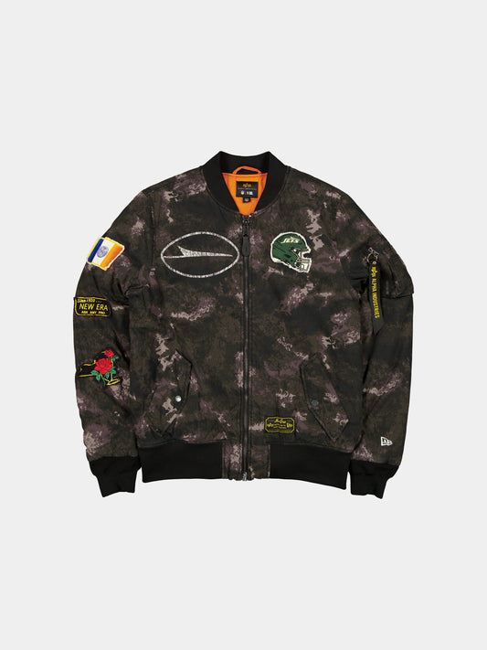 NEW YORK JETS X ALPHA X NEW ERA MA-1 BOMBER JACKET (BLACK CAMO) OUTERWEAR Alpha Industries BLACK S 