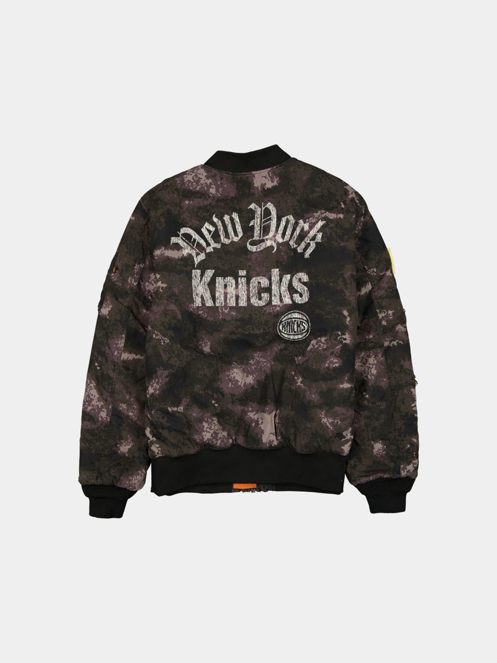 NEW YORK KNICKS X ALPHA X NEW ERA MA-1 BOMBER JACKET (BLACK CAMO) OUTERWEAR Alpha Industries 