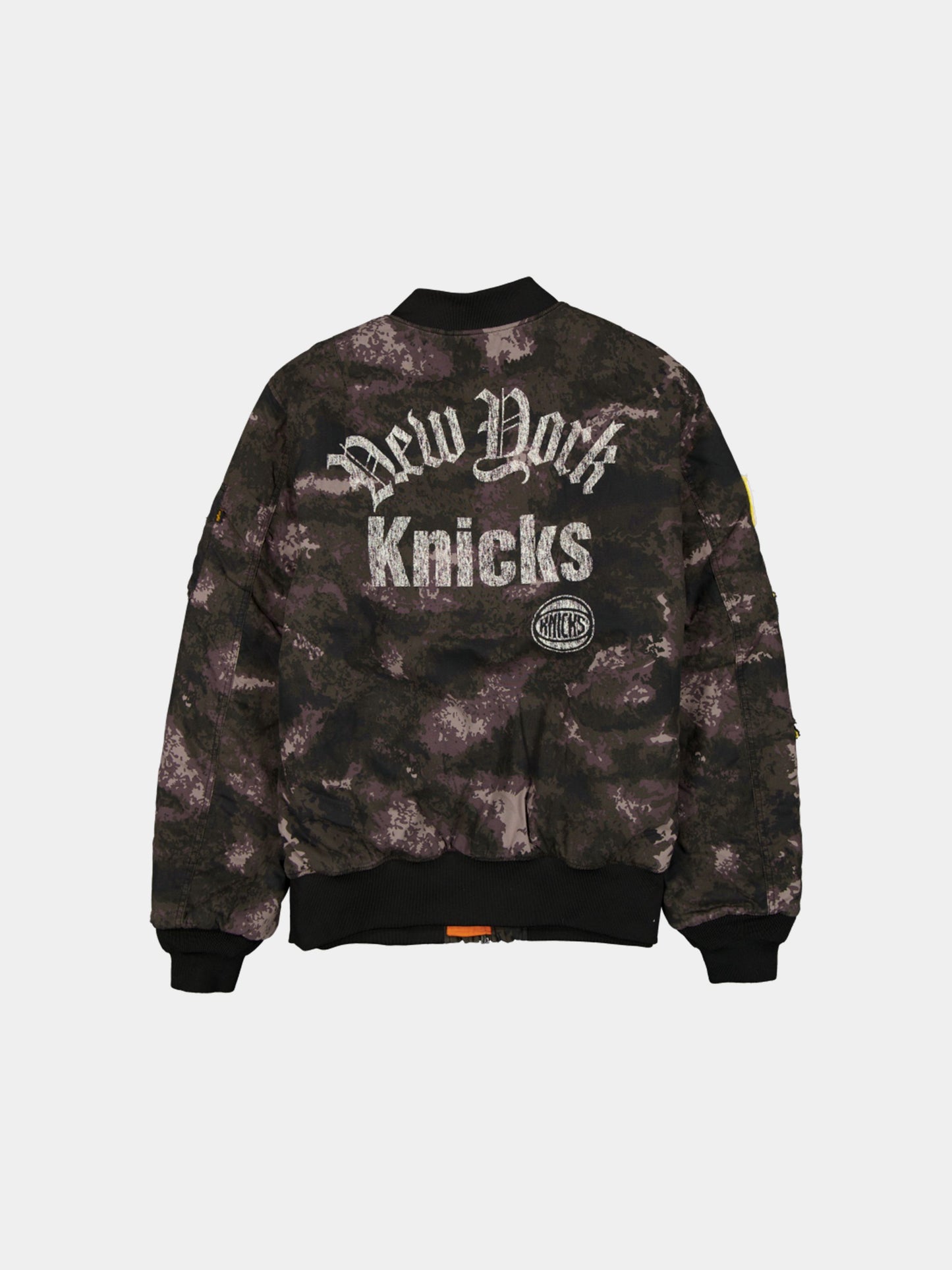NEW YORK KNICKS X ALPHA X NEW ERA MA-1 BOMBER JACKET (BLACK CAMO) OUTERWEAR Alpha Industries 