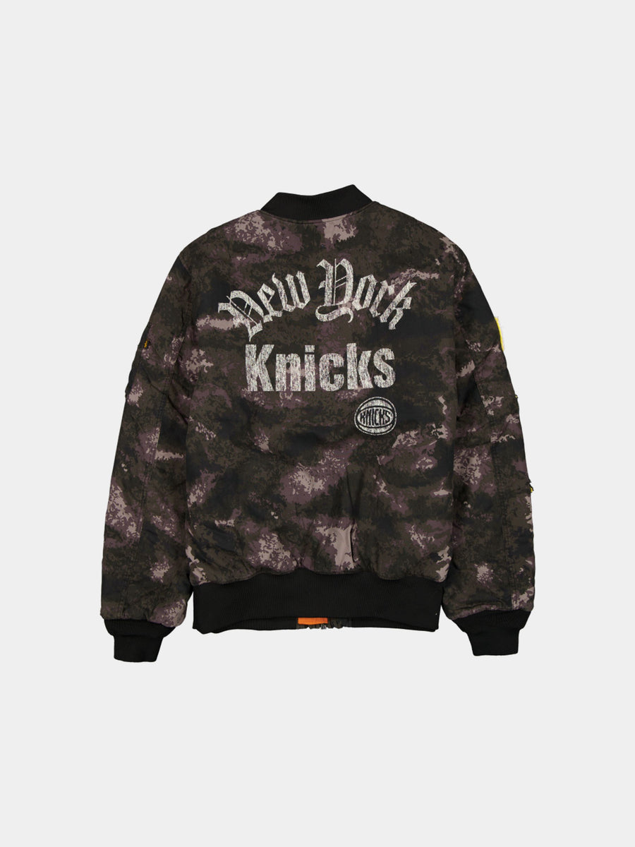 NEW YORK KNICKS X ALPHA X NEW ERA MA-1 BOMBER JACKET (BLACK CAMO) OUTERWEAR Alpha Industries 