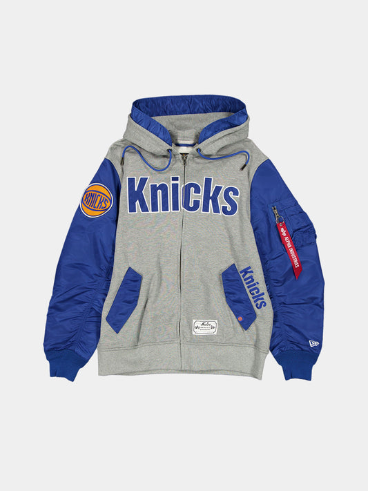 NEW YORK KNICKS X ALPHA X NEW ERA MA-1 ZIP UP HOODIE OUTERWEAR Alpha Industries BLUE S 