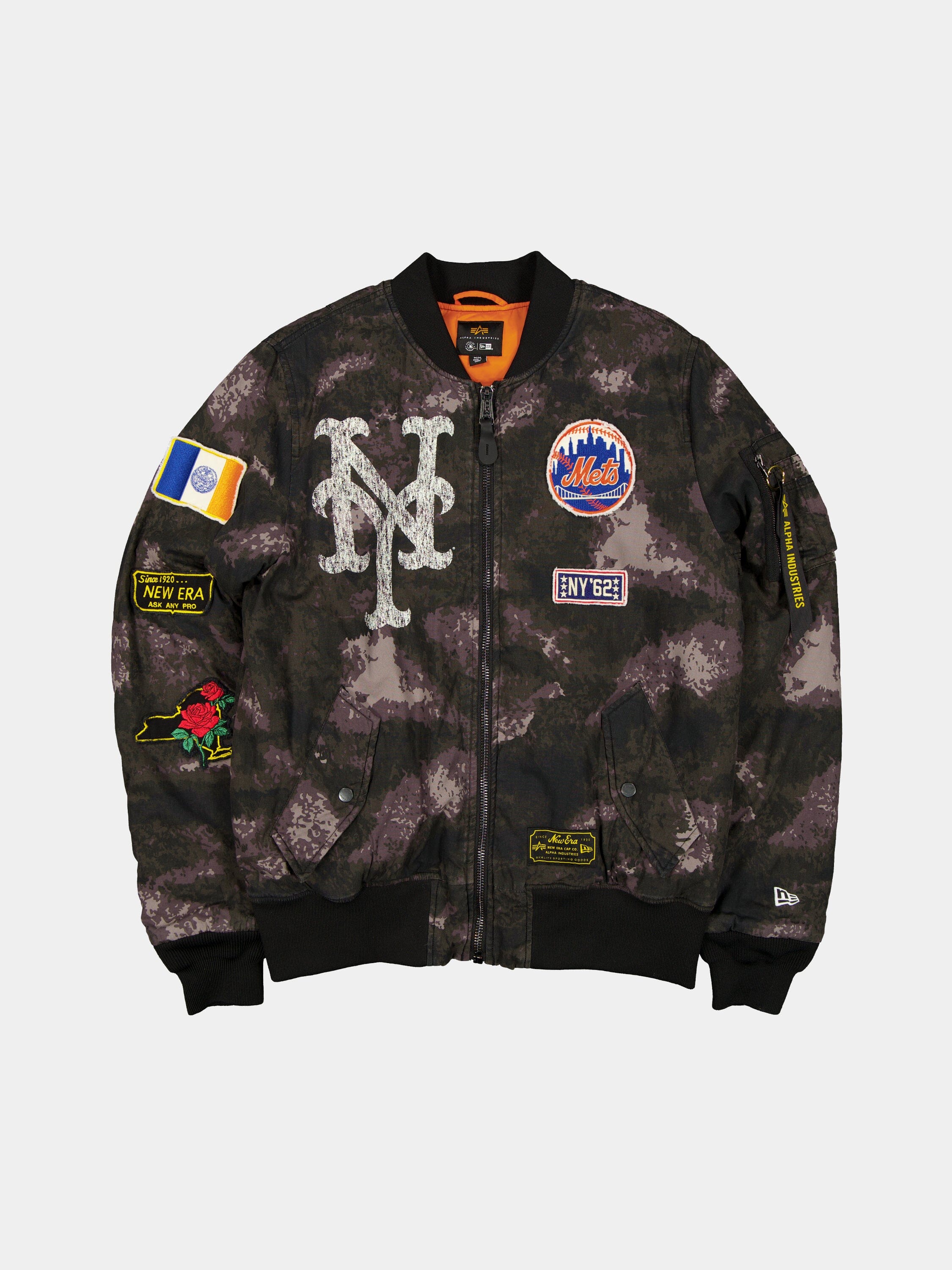 New York Mets X Alpha X New Era MA-1 Bomber Jacket (Black Camo
