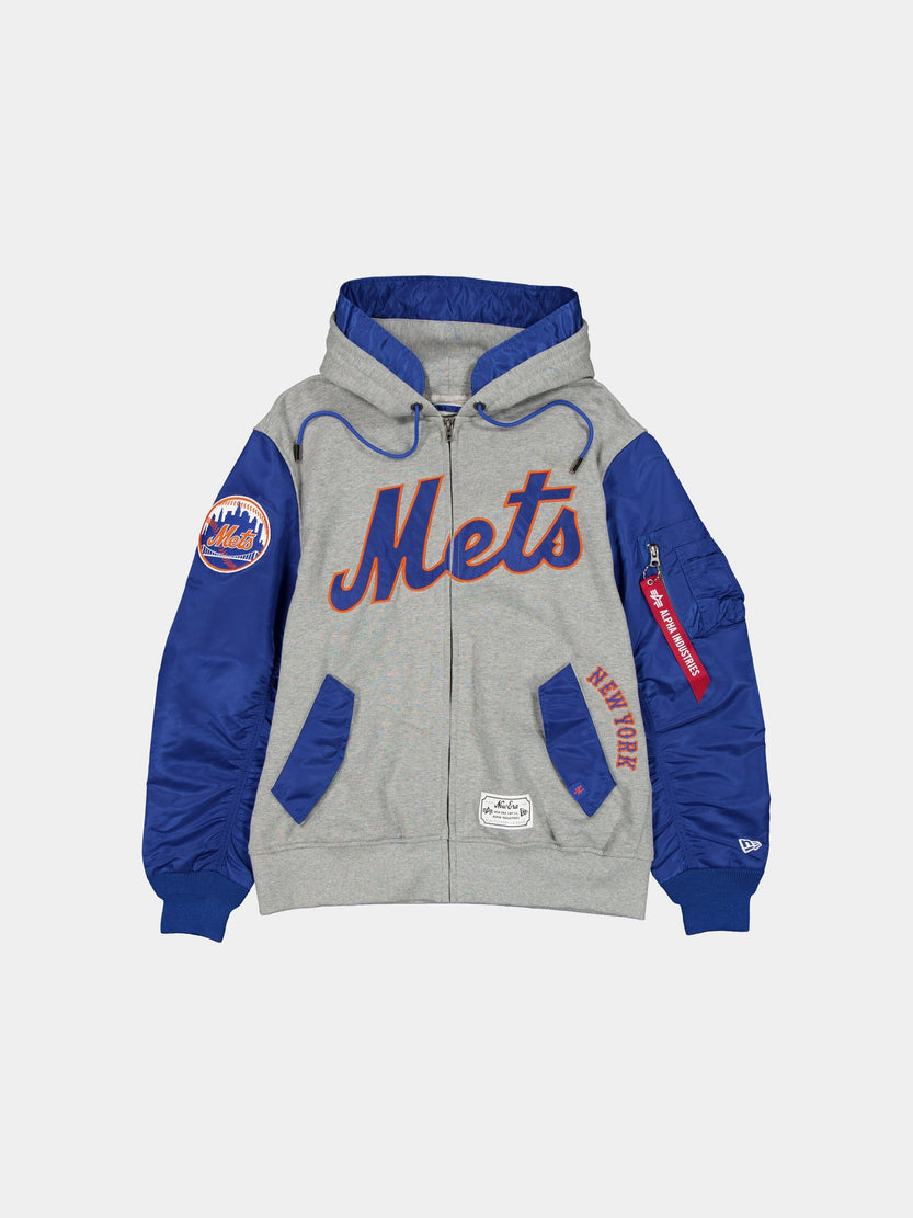 NEW YORK METS X ALPHA X NEW ERA MA-1 ZIP UP HOODIE OUTERWEAR Alpha Industries BLUE S 