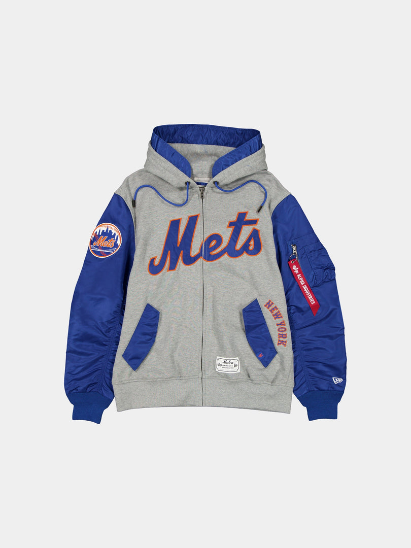 NEW YORK METS X ALPHA X NEW ERA MA-1 ZIP UP HOODIE OUTERWEAR Alpha Industries BLUE S 