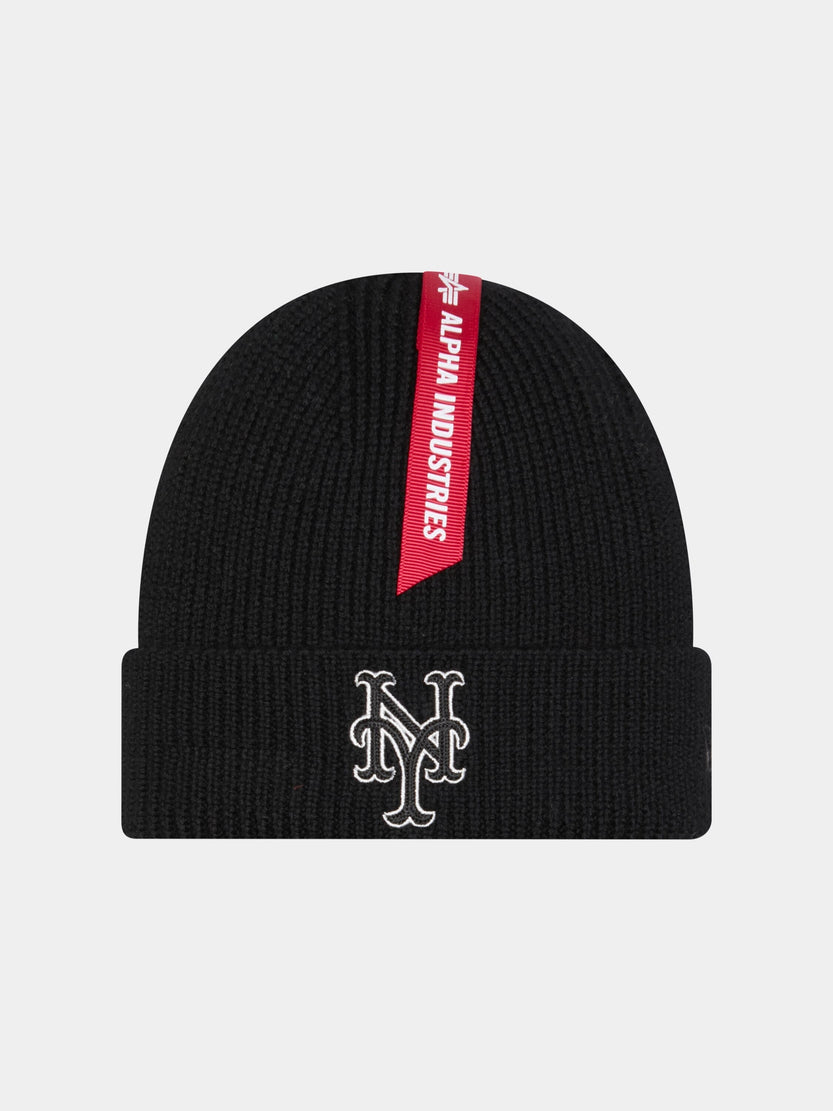 NEW YORK METS X ALPHA X NEW ERA SHORT CUFF BEANIE ACCESSORY Alpha Industries BLACK O/S 