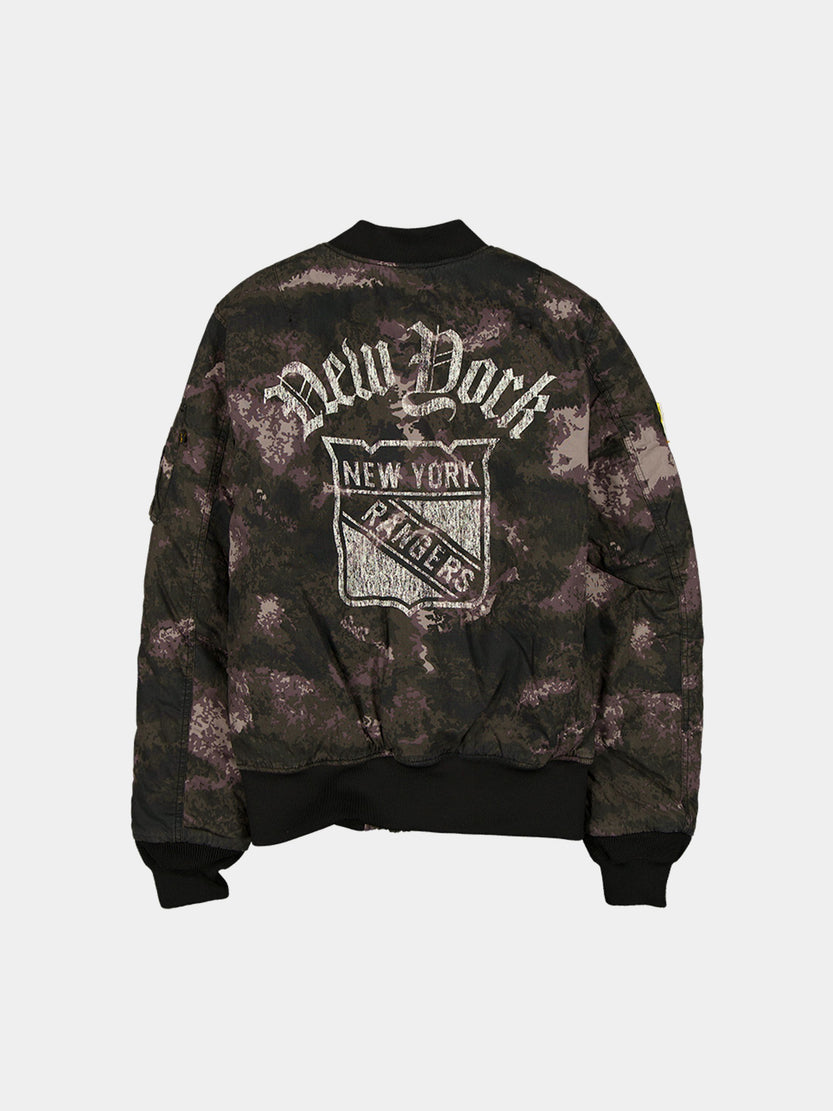 NEW YORK RANGERS X ALPHA X NEW ERA MA-1 BOMBER JACKET (BLACK CAMO) OUTERWEAR Alpha Industries 