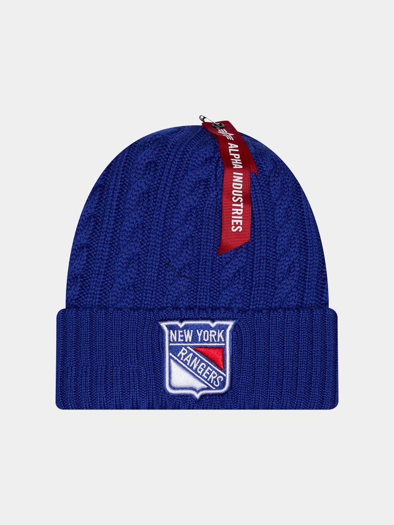 NEW YORK RANGERS X ALPHA X NEW ERA SHORT CUFF KNIT BEANIE HAT Alpha Industries LIGHT ROYAL ONE SIZE FITS MOST 