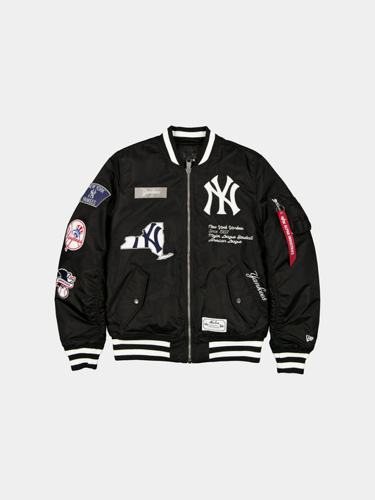 NEW YORK YANKEES X ALPHA X NEW ERA MA-1 BOMBER JACKET (BLACK) OUTERWEAR Alpha Industries BLACK/WHITE S 