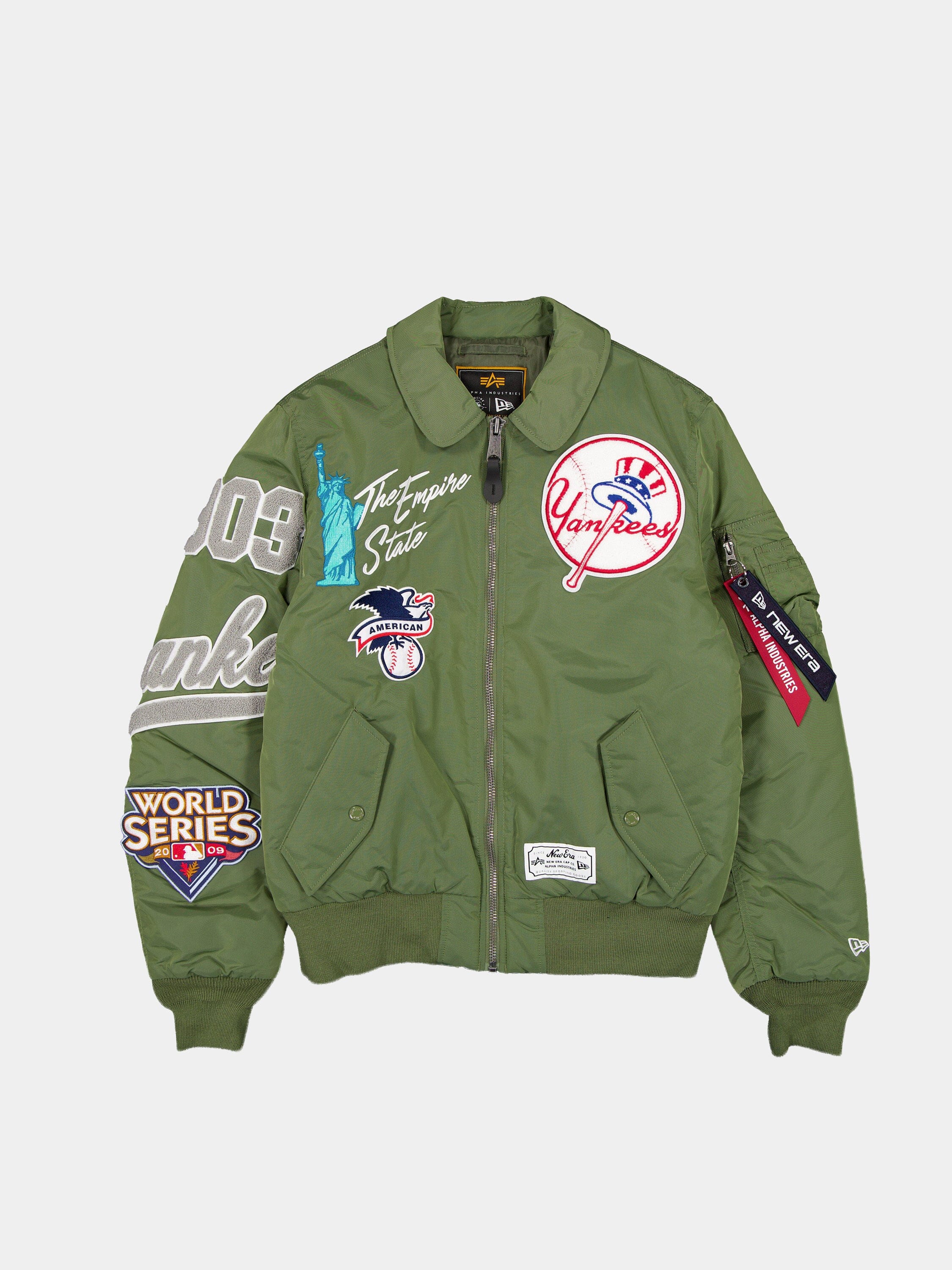 NEW YORK YANKEES X ALPHA X NEW ERA MA-1 COLLARED BOMBER JACKET (GREEN) OUTERWEAR Alpha Industries GREEN S 