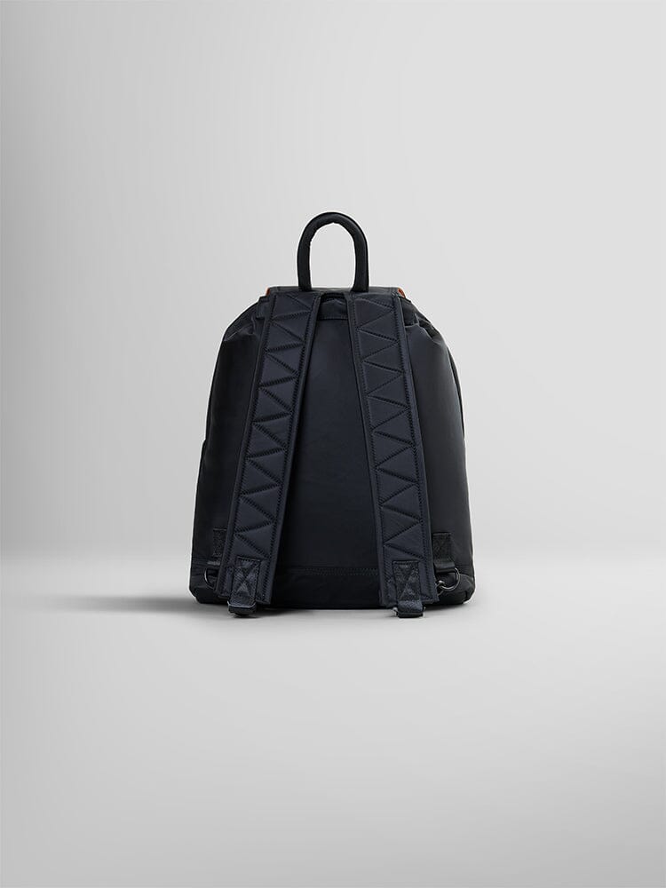 Alpha Industries Nylon Backpack, black, nylon, MA-1 details, padded shoulder straps, top handle, laptop sleeve.