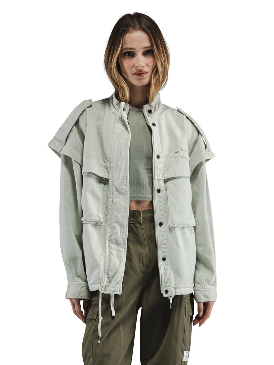 Alpha Industries Oversized Ctn Utility Jacket W, cotton material, button closures, olive green color.