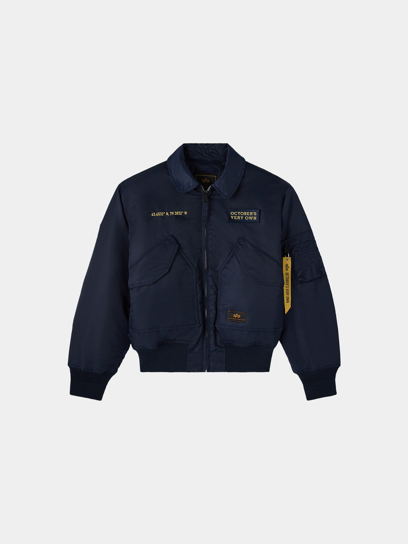 OVO x ALPHA CWU 45/P BOMBER JACKET COLLAB Alpha Industries REPLICA BLUE XS 