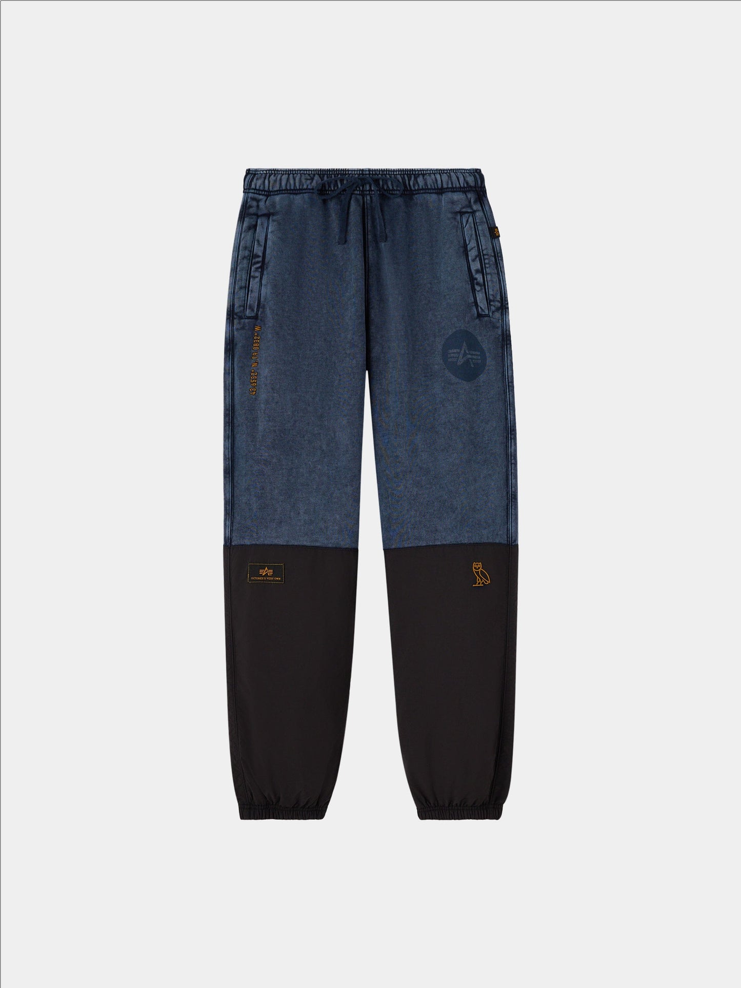 OVO X ALPHA GARMENT DYE FLEECE PANTS COLLAB Alpha Industries REPLICA BLUE XS 