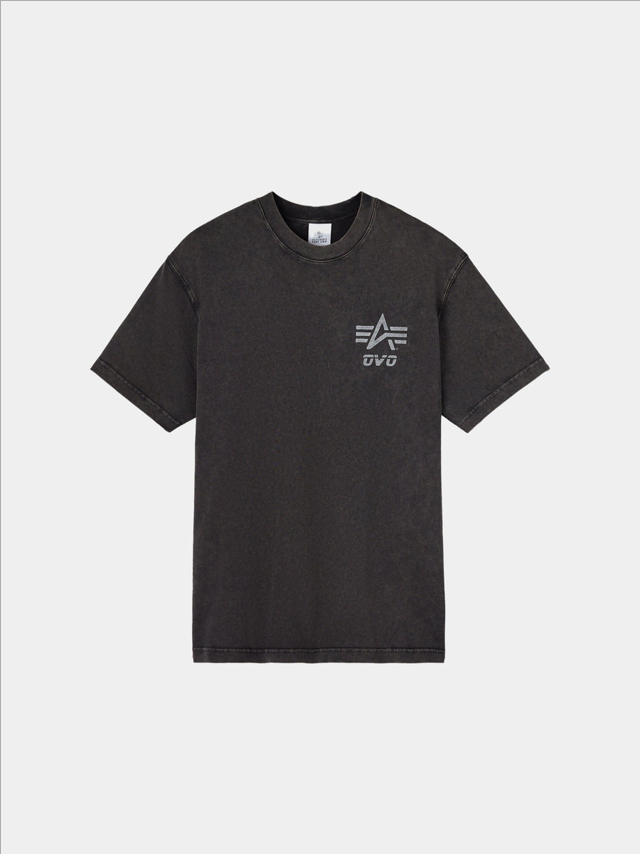 OVO X ALPHA GARMENT DYE T-SHIRT COLLAB Alpha Industries BLACK XS 