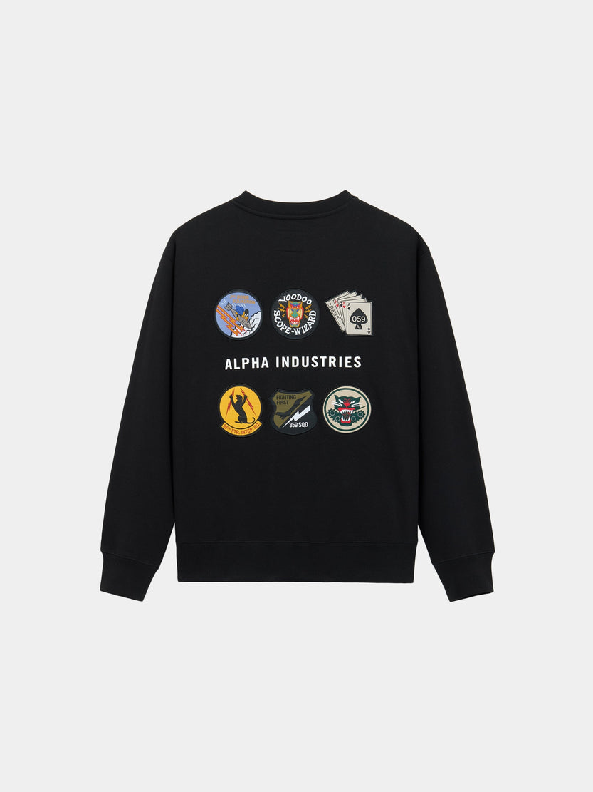 PATCHED CREWNECK TOP Alpha Industries BLACK XS 