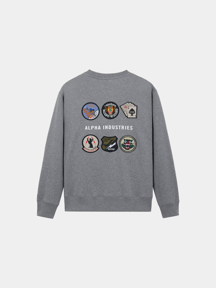 PATCHED CREWNECK TOP Alpha Industries MEDIUM CHARCOAL HEATHER XS 