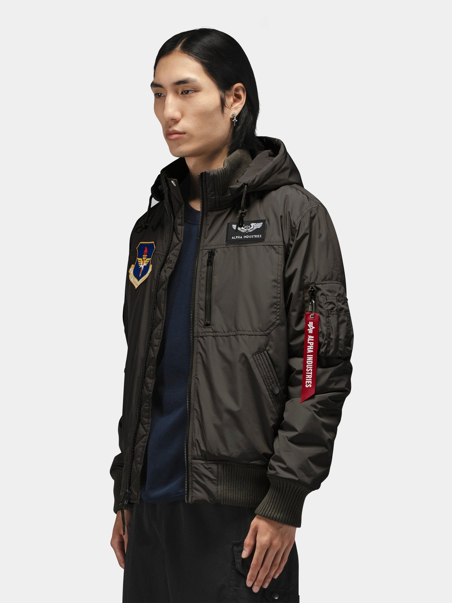 PATCHED HOODED RIB FLIGHT JACKET OUTERWEAR Alpha Industries 