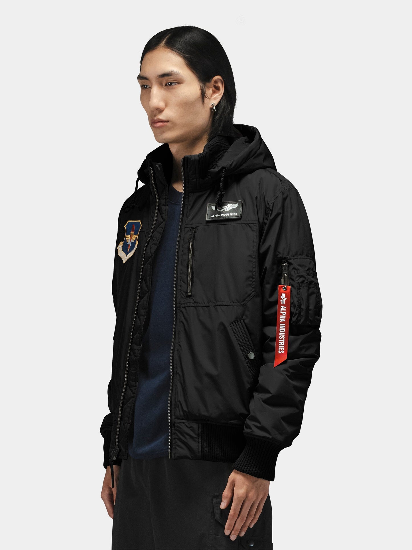 PATCHED HOODED RIB FLIGHT JACKET OUTERWEAR Alpha Industries 
