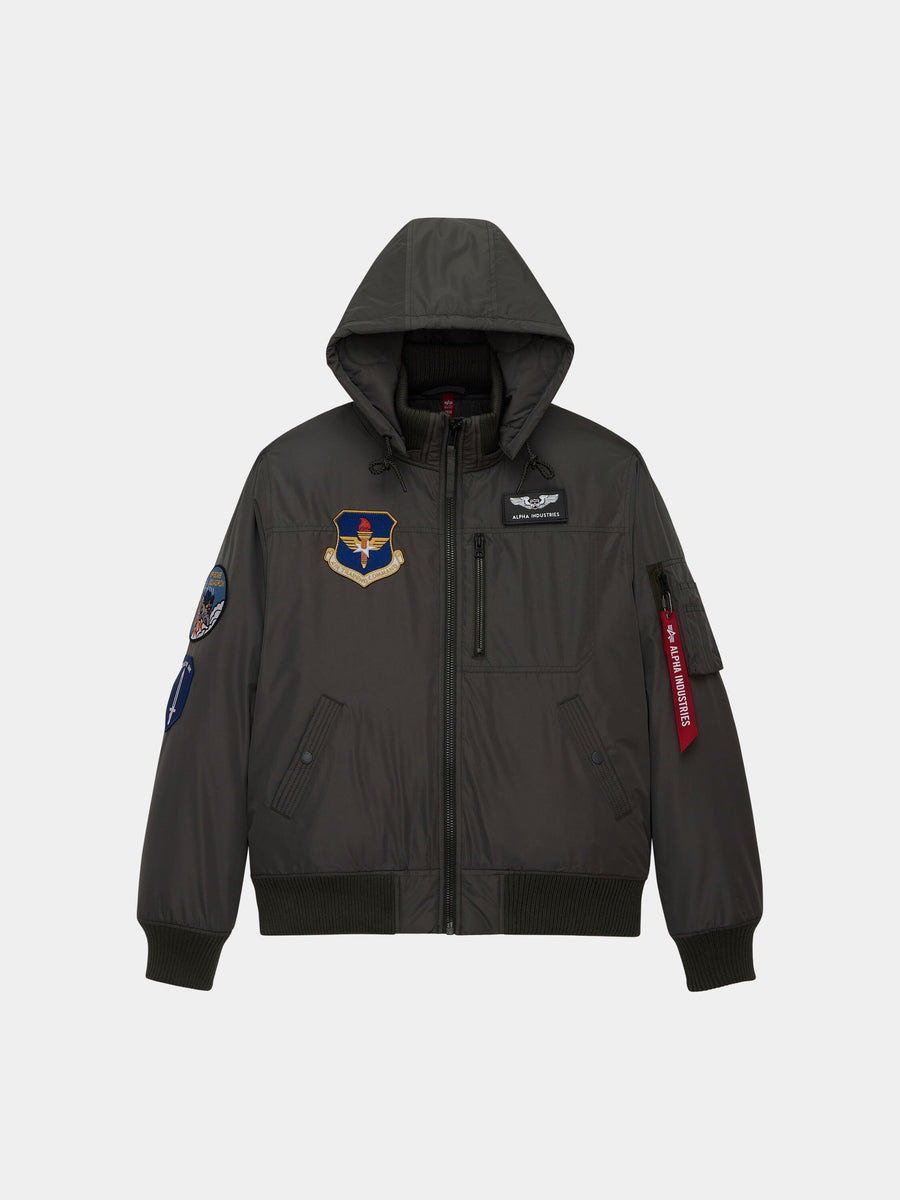 PATCHED HOODED RIB FLIGHT JACKET OUTERWEAR Alpha Industries REPLICA GREY XS 