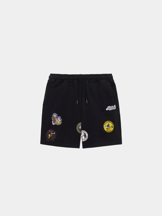 PATCHED JERSEY SHORT BOTTOMS Alpha Industries BLACK XS 