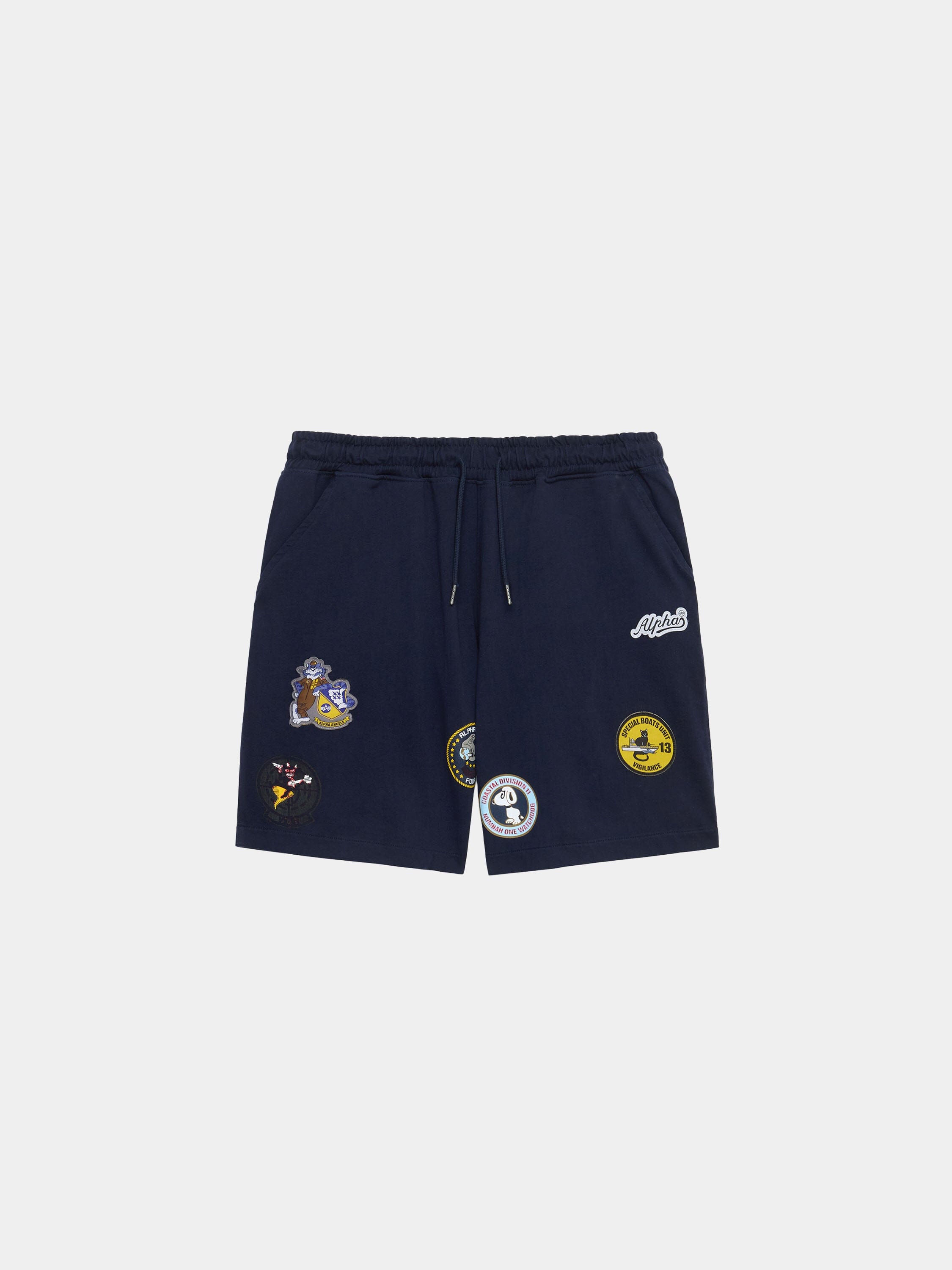 PATCHED JERSEY SHORT BOTTOMS Alpha Industries REPLICA BLUE XS 
