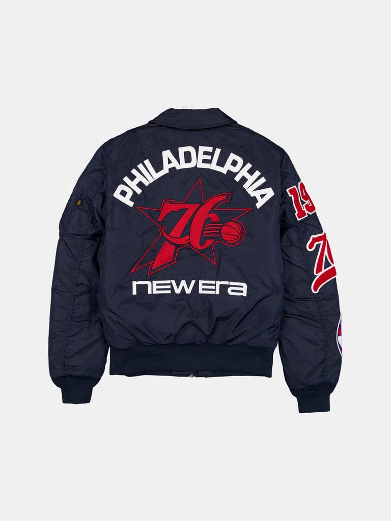 PHILADELPHIA 76ERS X ALPHA X NEW ERA MA-1 COLLARED BOMBER JACKET OUTERWEAR Alpha Industries 