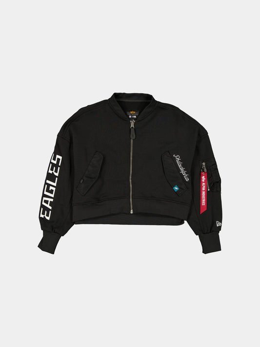 PHILADELPHIA EAGLES X ALPHA X NEW ERA L-2B FRENCH TERRY JACKET WOMENS OUTERWEAR Alpha Industries BLACK XS 