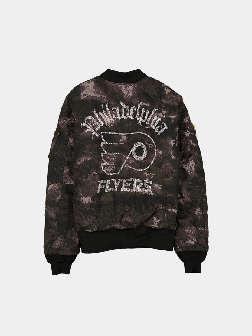 PHILADELPHIA FLYERS X ALPHA X NEW ERA MA-1 BOMBER JACKET (BLACK CAMO) OUTERWEAR Alpha Industries 