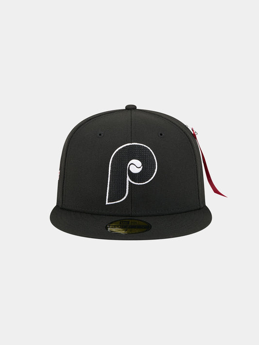 PHILADELPHIA PHILLIES X ALPHA X NEW ERA 59FIFTY FITTED CAP HAT NEW ERA BLACK 7 1/2 