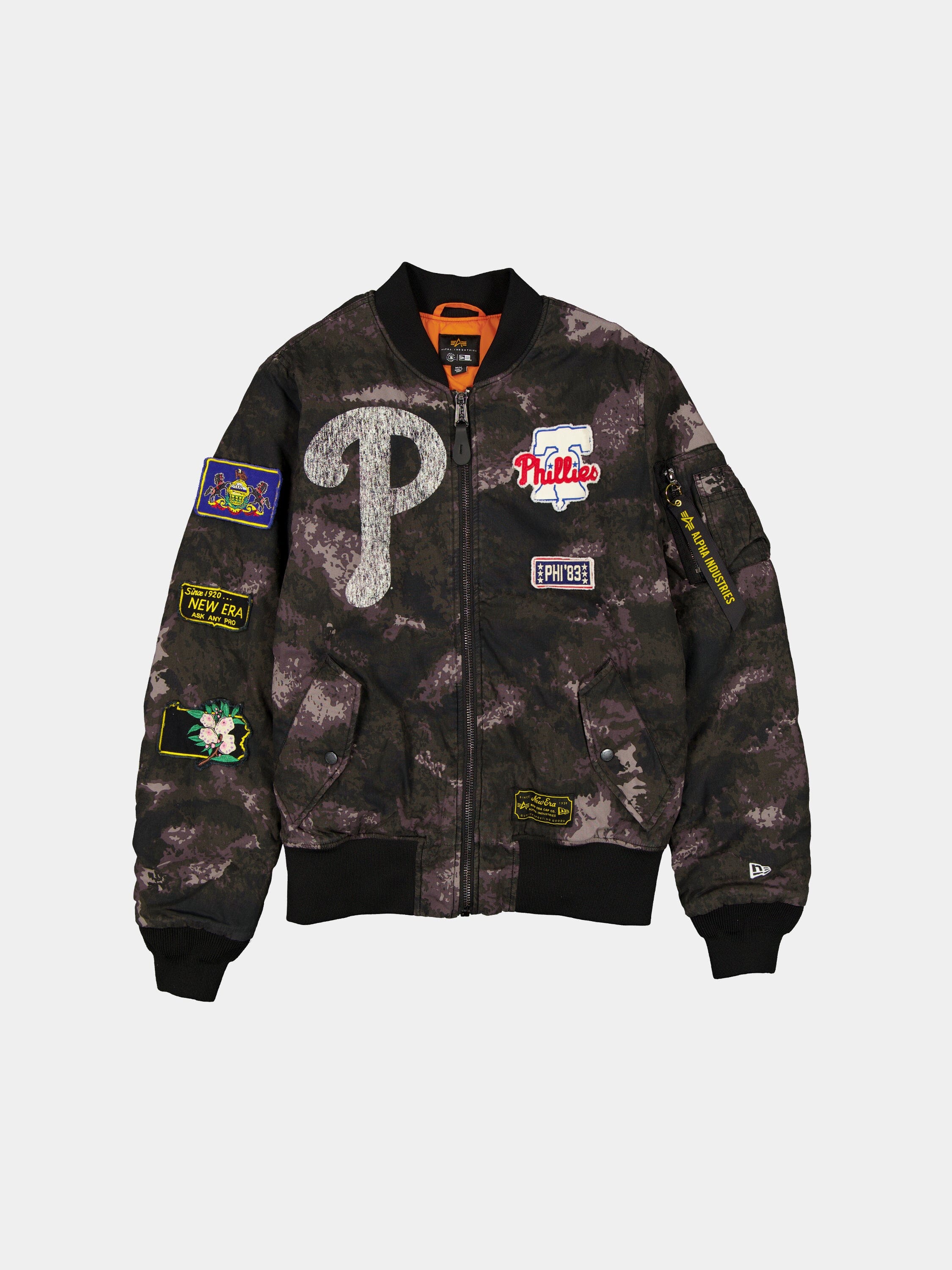 Philadelphia Phillies X Alpha X New Era MA-1 Bomber Jacket (Black