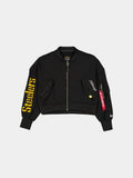 PITTSBURGH STEELERS X ALPHA X NEW ERA L-2B FRENCH TERRY JACKET WOMENS OUTERWEAR Alpha Industries BLACK XS 