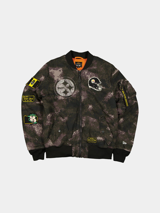 PITTSBURGH STEELERS X ALPHA X NEW ERA MA-1 BOMBER JACKET (BLACK CAMO) OUTERWEAR Alpha Industries BLACK S 