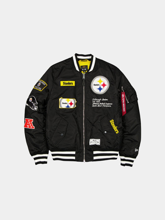 PITTSBURGH STEELERS X ALPHA X NEW ERA MA-1 BOMBER JACKET OUTERWEAR Alpha Industries BLACK S 