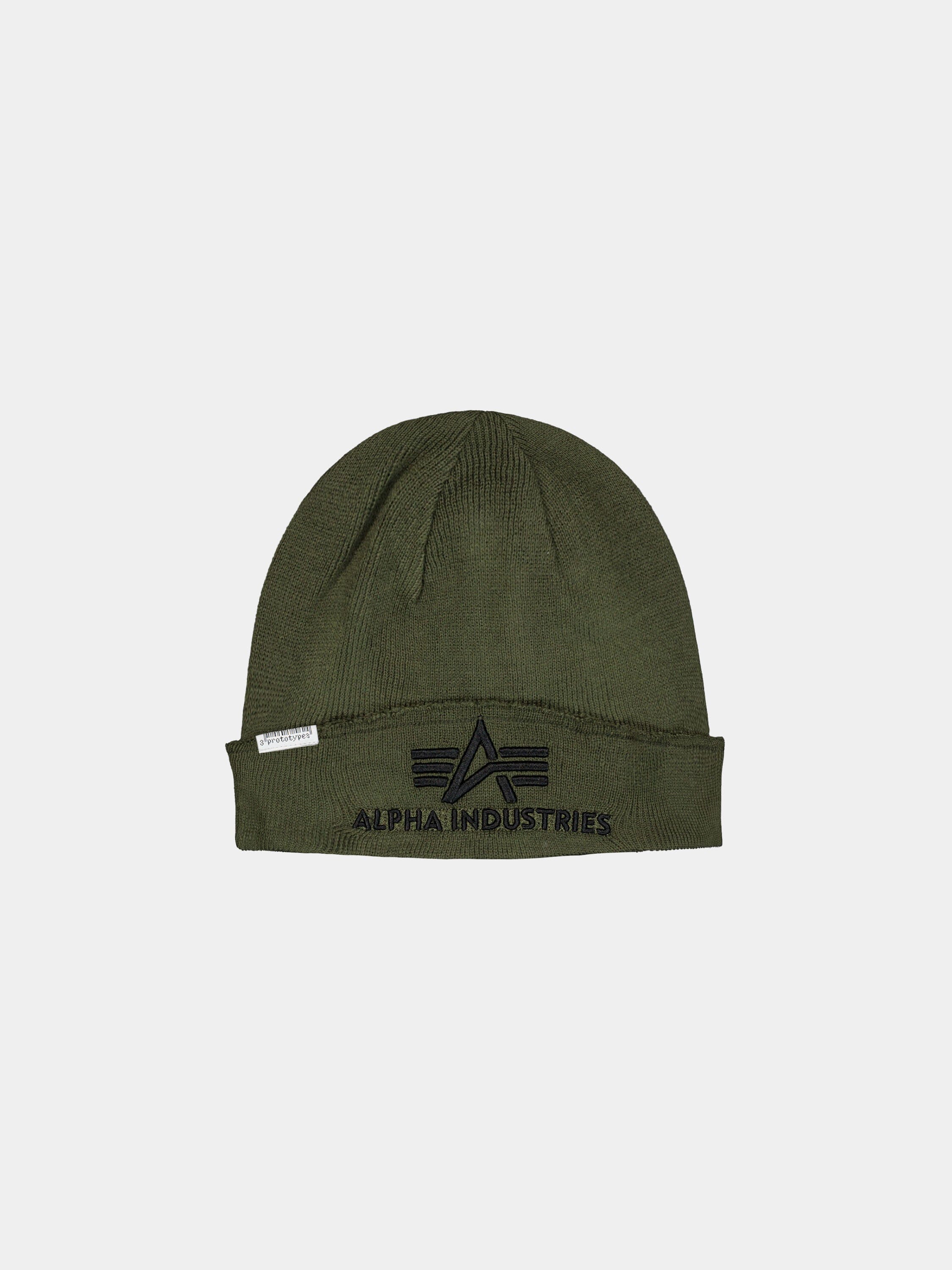 PROTOTYPES X ALPHA RAW BEANIE LABEL COLLAB PROTOTYPES DARK GREEN ONE SIZE FITS MOST 
