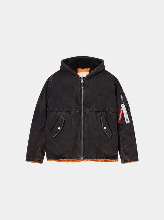 PURPLE X ALPHA HOODED BOMBER COLLAB Alpha Industries BLACK XS 